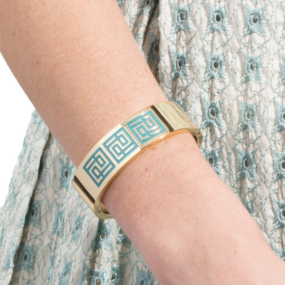 Parker Daniels Palm Springs Bangle Bracelet ATLANTIC BLUE & GOLD NWT